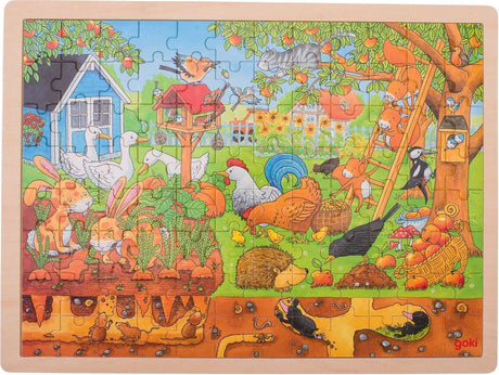 Goki houten legpuzzel - leven in de tuin 96st.