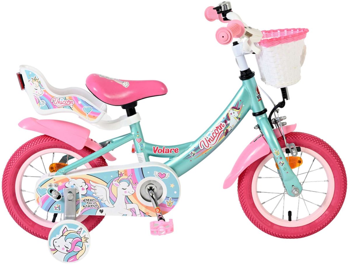 Volare unicorn kinderfiets - meisjes - 12 inch - groen