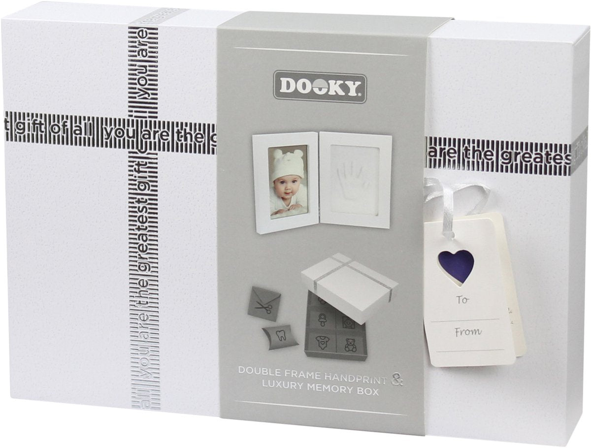 Dooky 2d baby hand- en voetafdruk lijst met memory box – foto en klei afdrukken – huidvriendelijk eenvoudig te maken – kraam- of cadeau geschenk