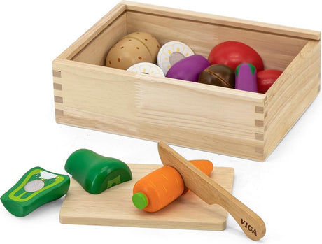 Vigatoys viga toys groentenbox - houten speelgoedeten - fomenplank met groenten en vormen - educatief en leerzaam speelgoed