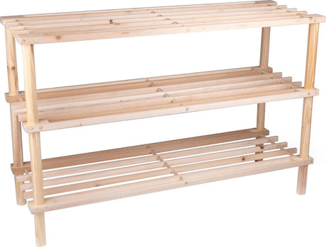 Alpina schoenenrek - 3-laags schoenenbank - hout - 74 x 26 x 48,5 cm - tot 10 paar schoenen