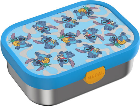 Mepal rvs bento lunchbox campus - 750 ml - broodtrommel met vakjes voor kinderen - geschikt voor 4 boterhammen - lunchbox rvs - stitch