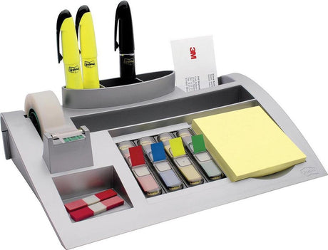 Post-it bureau organizer, zilverkleurig + â® notes, â® index scotchâ® magicâ„¢ tape, 26 x 16,5 x 5,5 cm
