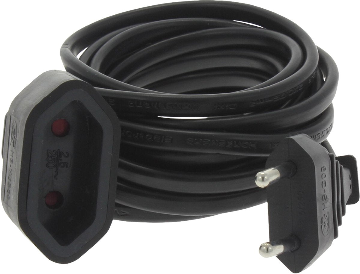 Q-link verlengsnoer - euro - h03vvh2-f - 2 x 0.75 mmâ² - 3 m - zwart