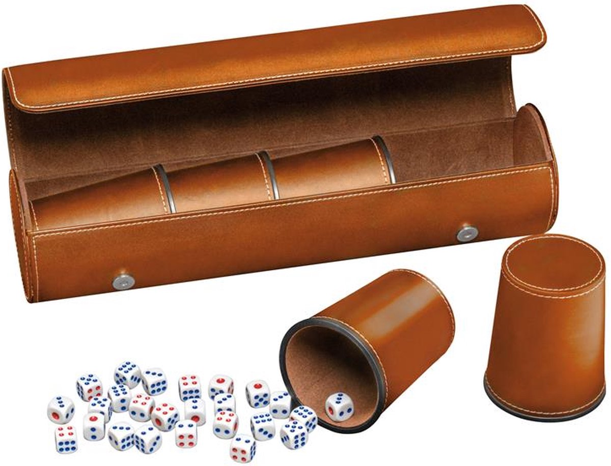 Philos dobbelbeker kunstleer bruin (set 5 stuks)