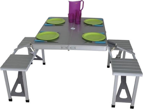 campingtafel Limoux 86 x 68 cm aluminium grijs