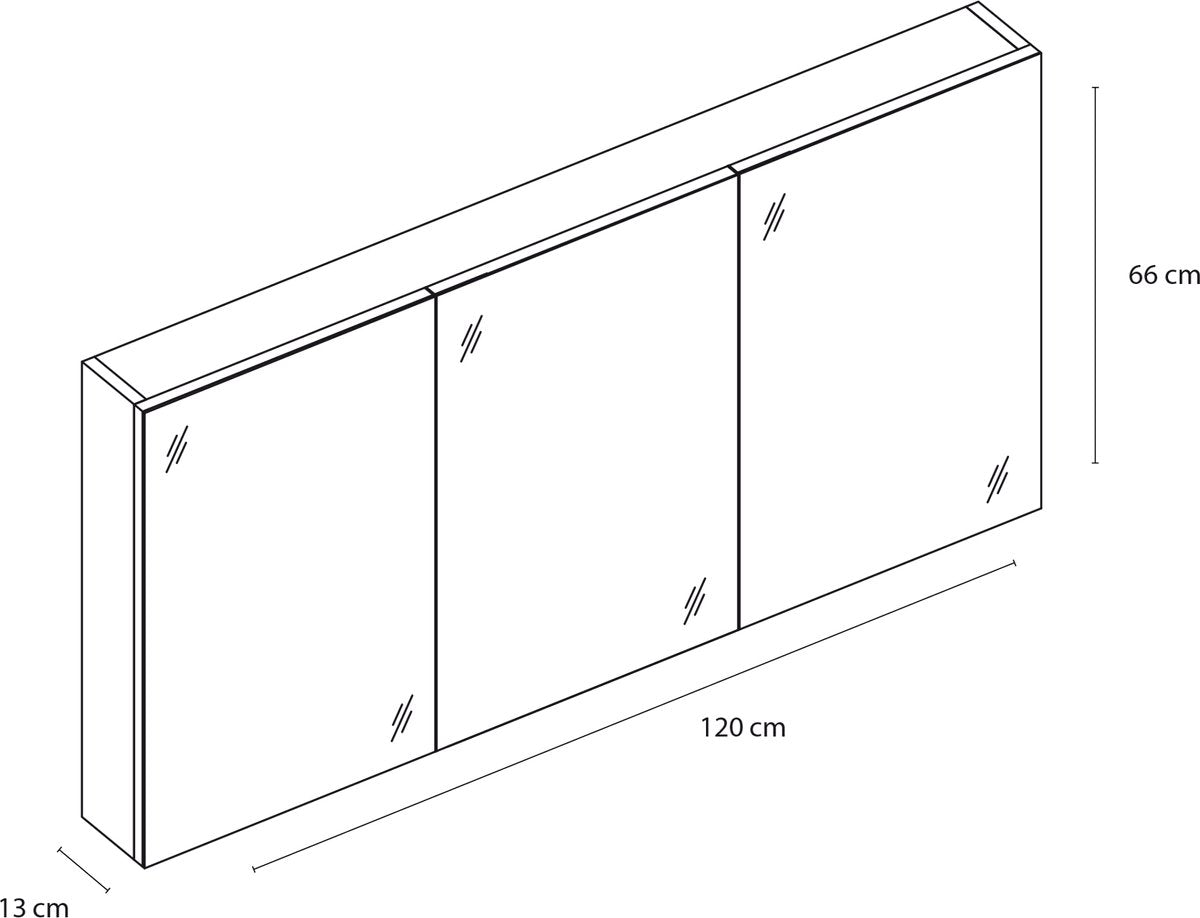 Differnz somero spiegelkast fsc 120 cm hoogglans wit