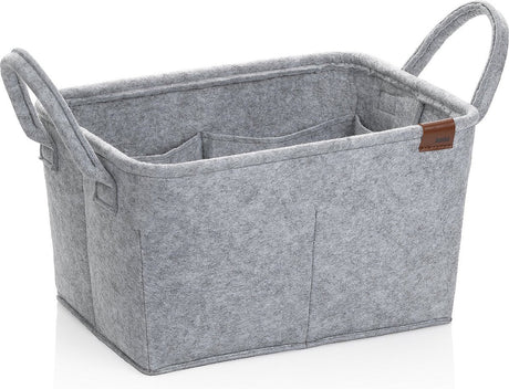 Kela badkamer - fay mand met 8 binnenzakken 35x25x20 cm - vilt - grijs
