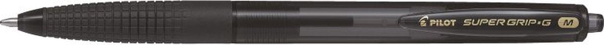 Pilot super grip g zwart intrekbare balpen met klembevestiging medium