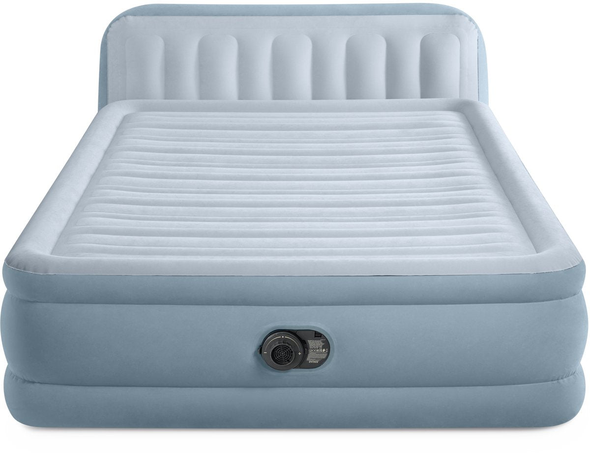 Intex plush headboard luchtbed met ingebouwde pomp - 236 x 152 x 46 cm
