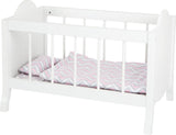 Small foot poppenbed met beddengoed junior 50 x 30 cm hout wit
