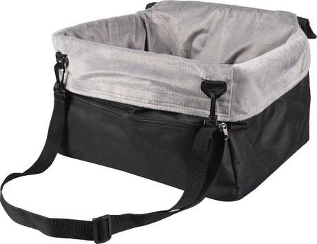 Flamingo autostoel hond – autostoel ula zwart – 41x36x25cm – pluche reisstoel met verstevigd frame – veilig comfortabel voor kleine honden