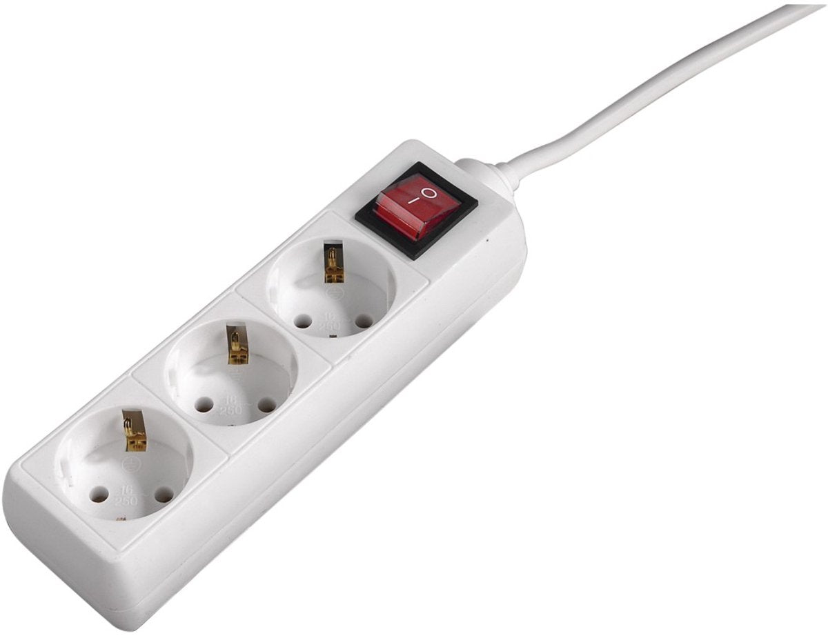 Hama stekkerdoos met schakelaar - 3-voudig - 3m kabel - wit