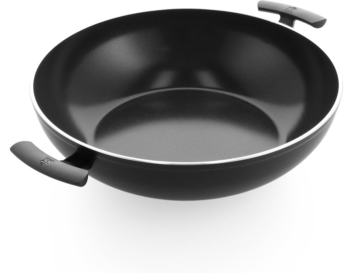 Bk easy induction wokpan 36cm - 7.5l - pfas-vrije antikleeflaag - wokpan inductie - keramische wokpan - ovenbestendig tot 160°c - koudgrepen - zonder deksel - zwart