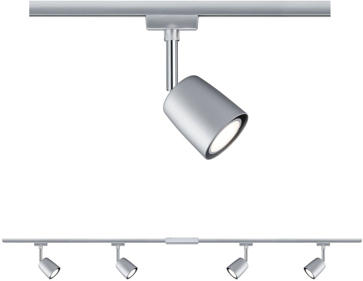 Paulmann urail railspot cover startersset gu10 max. 4x10w dimbaar 230v chroom mat, chroom