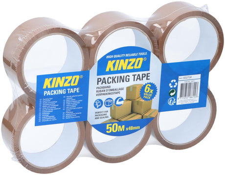 Kinzo verpakkingstape – 6 rollen – 50 m x 48 mm – verpakkings tape voor dozen en pakketten