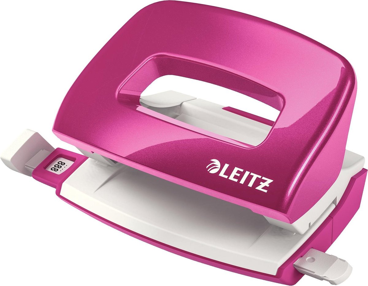 Leitz wow mini perforator - tot 10 vel - voor thuis - roze