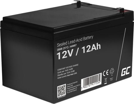 Green cell 12v 12ah (6.3mm) 12000mah vrla agm accu