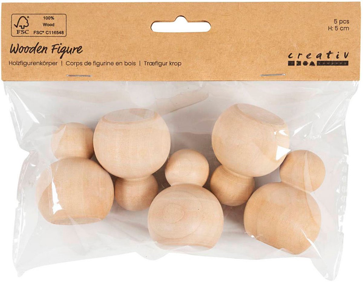 Creativ company houten knutsel figuren rond 5 cm set van 5 diy.