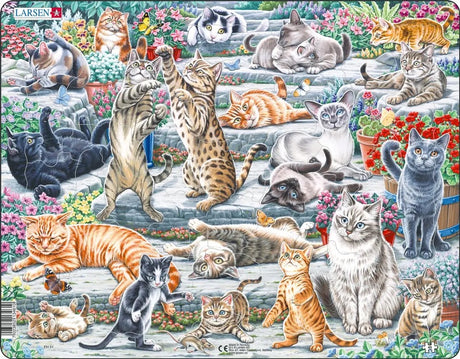 Larsen kattenrassen – puzzel – katten – dieren – educatieve legpuzzel voor kinderen – 45 stukjes – gemaakt in noorwegen – extra dikke 2,5 mm stukjes – tray met vaste rand