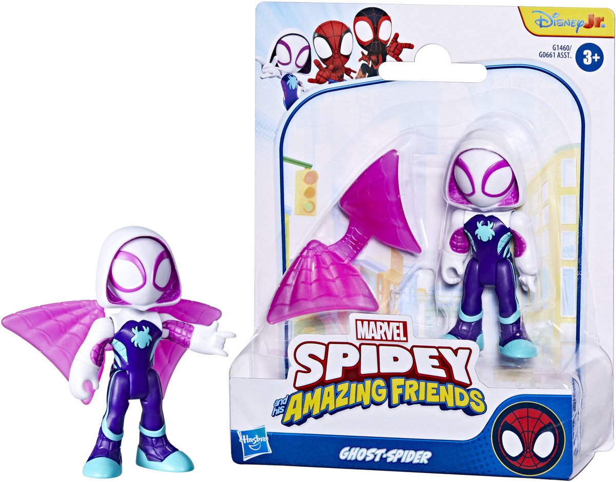 Hasbro marvel spidey and his amazing friends ghost-spider, speelfiguur met accessoire, leeftijd 3+