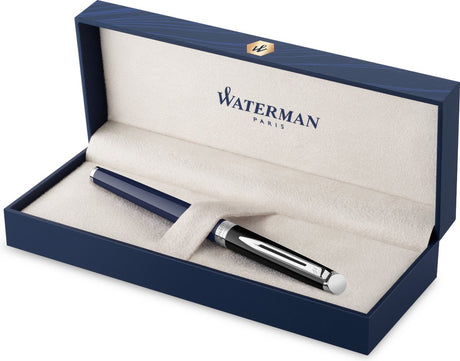 Waterman hémisphère vulpen | zwarte en blauwe lak met palladium-gecoate afwerkingen | roestvrijstalen fijne penpunt | met geschenkdoos