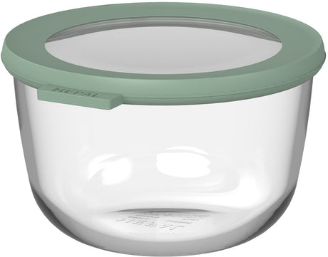 Mepal glazen vershouddoos rond cirqula - 1000 ml - glazen vershoudbakjes - hittebestendig tot 550 °c. zonder deksel - meal prep bakjes - nordic sage