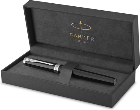 Parker ingenuity vulpen | core-collectie | zwart met chroomafwerking | fijne punt | zwarte inkt | geschenkdoos