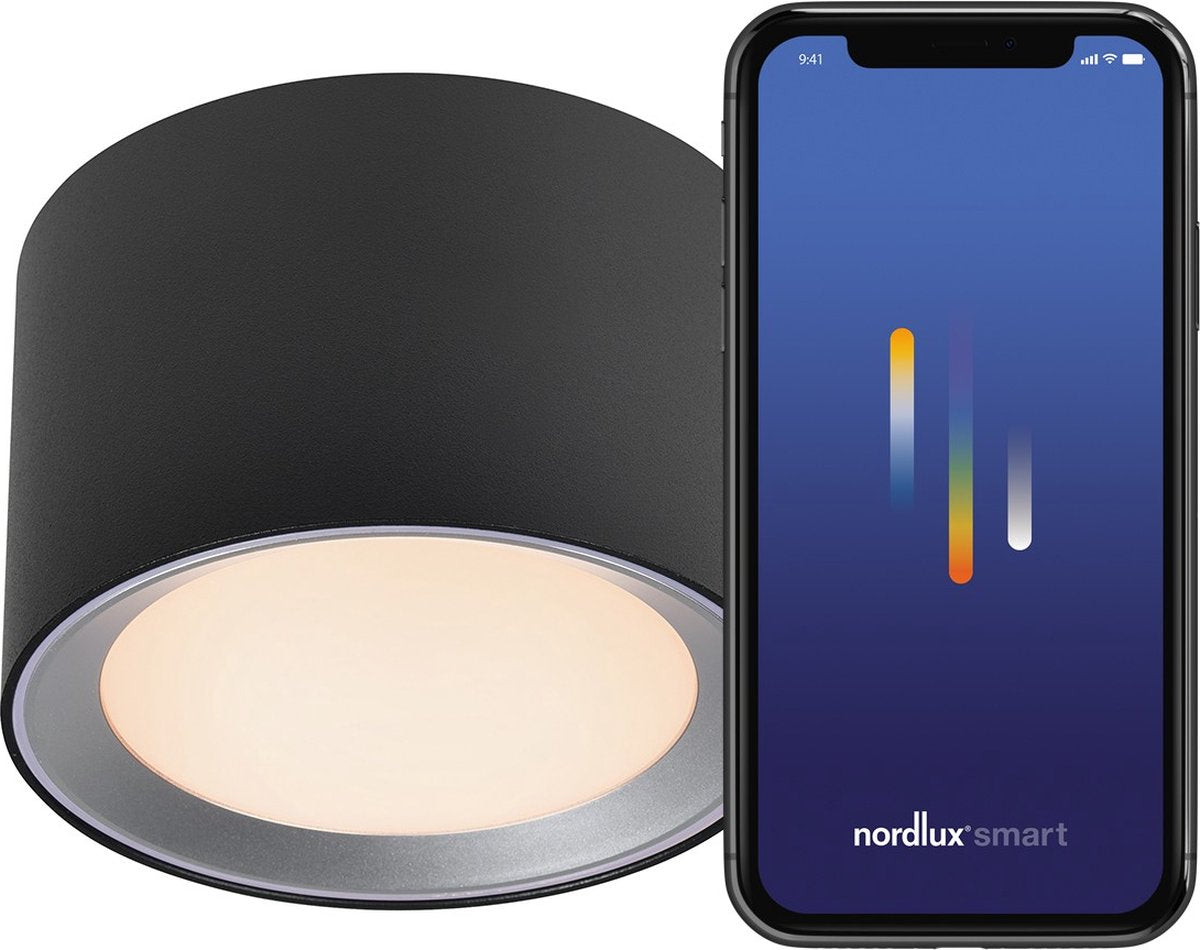 Nordlux landon-smart-2700 6500k-ip44-zwart