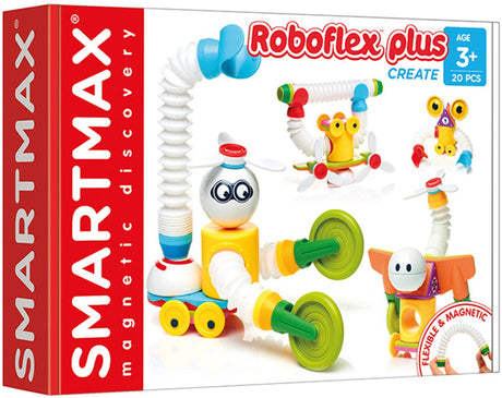 Smartmax roboflex plus - magnetische robots bouwen - 20-delige bouwset met flexibele staven - educatief speelgoed voor kleuters - vanaf 3 jaar