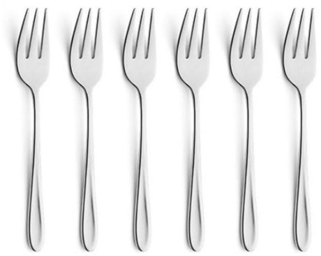 Amefa monaco - 6-delige gebaksvorkjes set - voor 6 personen - zilverkleurig - rvs - vaatwasmachinebestendig - 18 10 - 6 persoons