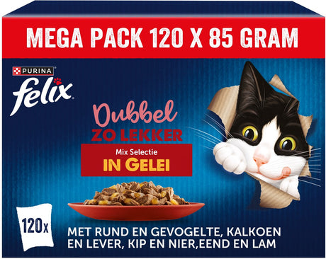 Felix dubbel zo lekker in gelei - kattenvoer natvoer - countryside selectie - 120 x 85 g