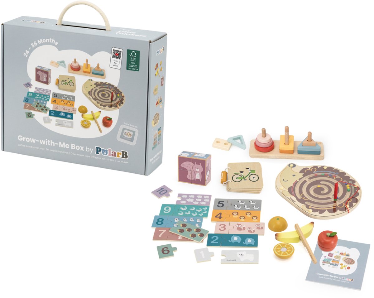Polarb little thinkers groei-mee-doos – educatieve speelset 24+ maanden – puzzels magnetisch