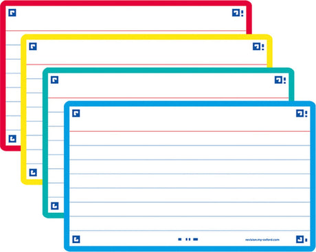 Oxford flash 2.0 flashcards - gelijnd - a7 - 80 stuks - 4 kleuren