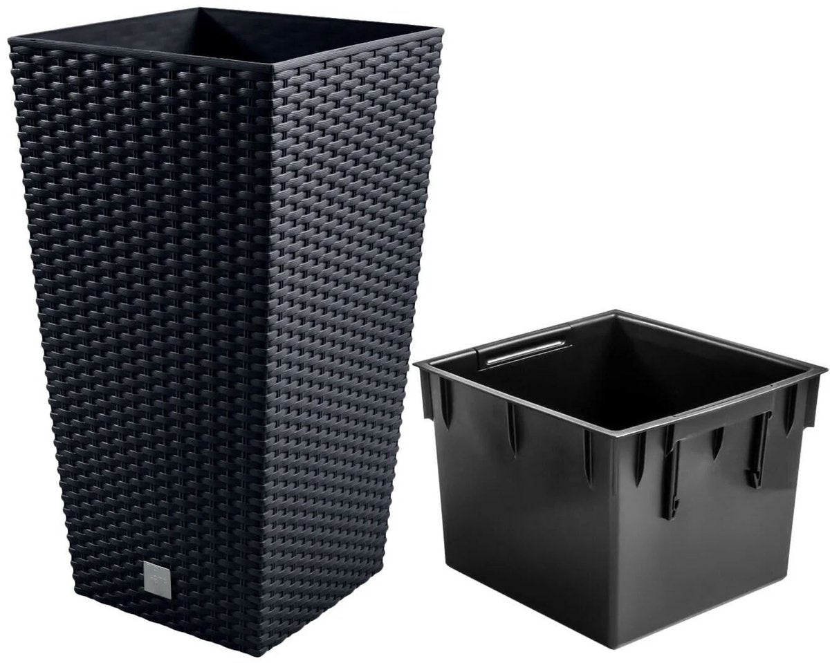 Prosperplast rato square - bloempot - antraciet - strakke vorm - duurzaam materiaal - 40x40x75 cm