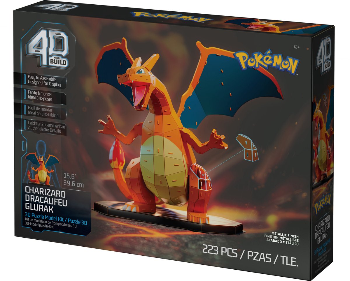 Spin master 4d build - pokémon charizard 3d-modelset pokémon-figuur bureaudecoratie 223 stukjes