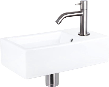 Differnz force fonteinset - keramiek - kraan gebogen mat chroom - 40 x 22 x 11.5 cm