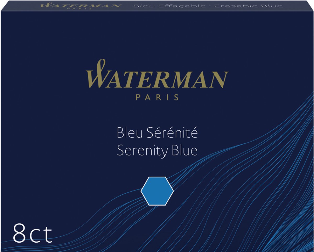 Waterman -vulpeninktpatronen | lang international | serenity blue | 8 inktpatroon