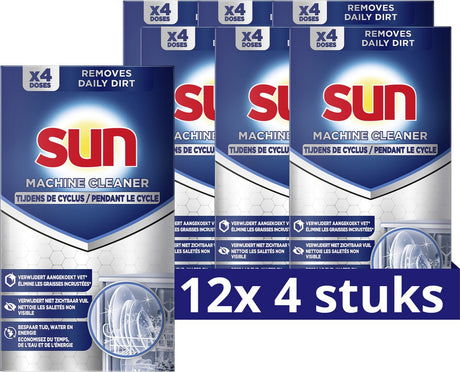 Sun vaatwasmachinereiniger - in-wash - 12 x 4 doses - voordeelverpakking