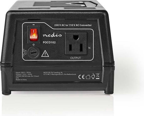Nedis spanningsomvormer 270w – 230v naar 110v – geaard – voor amerikaanse apparaten