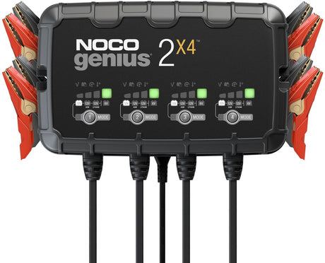 Noco genius 2x4 acculader – viervoudige lader – 6v 12v – 8a totaalvermogen – intelligent druppellader