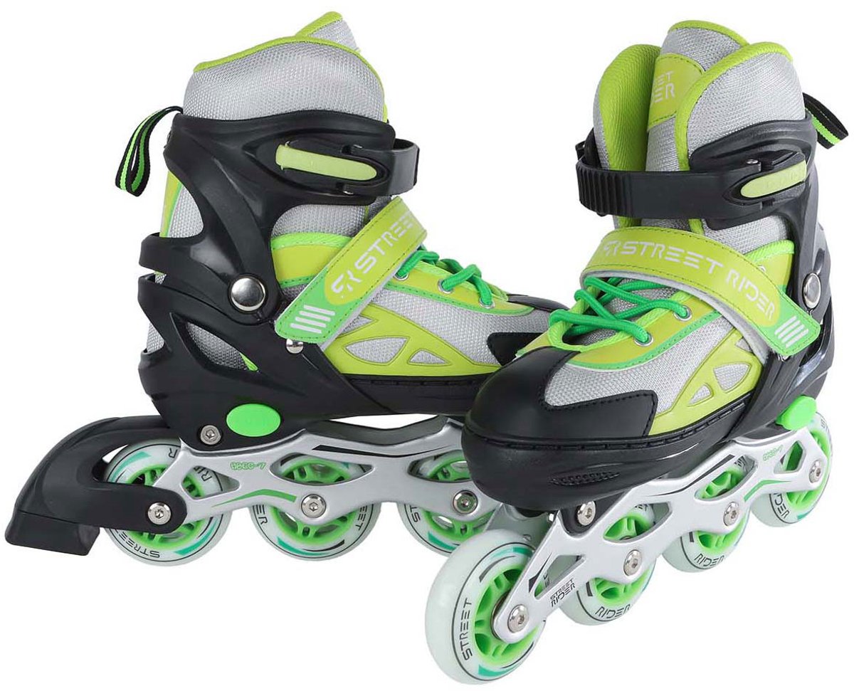 Street rider inline skeelers groen zwart verstelbaar, maat 33-36