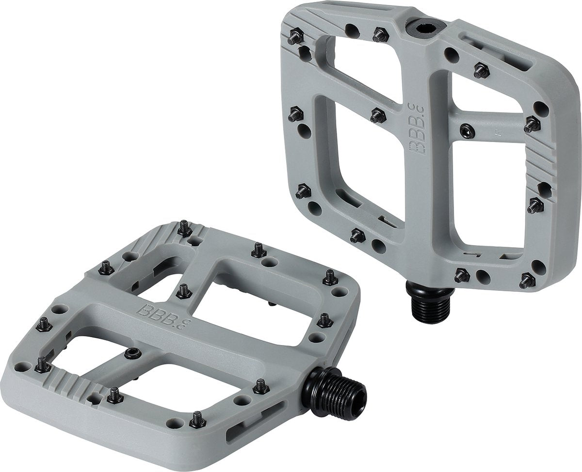Bbb cycling decoder mtb pedalen - fietspedalen voor mountainbike - composiet platform pedaal met sterke grip en verstelbare pinnen - trappers fiets - mat grijs - bpd-37