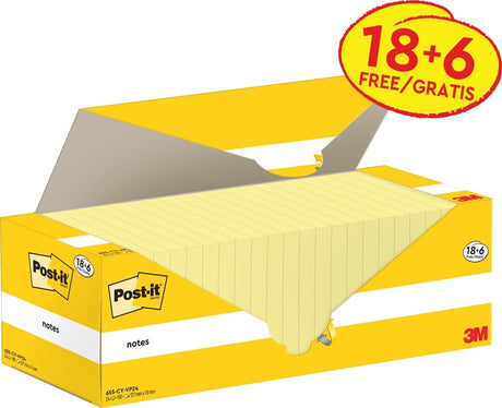 Post-it memoblok 3m 655-cy 76x127mm geel voordeelpak