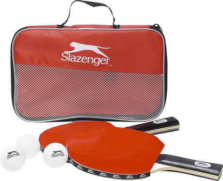 Slazenger tafeltennis set 6-delig - met 4 pingpongballen en 2 tafeltennisbatjes - pingpongset met opbergtas