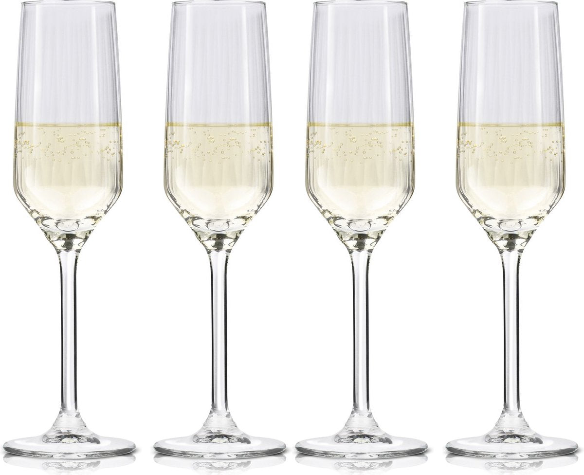 Alpina champagneglazen 22cl - champagne glazen set 4 stuks - ook geschikt als cava en prosecco glazen - champagneflutes - vaatwasserbestendige glazenset