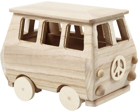 Creativ company houten mini bus, 17x10x13cm