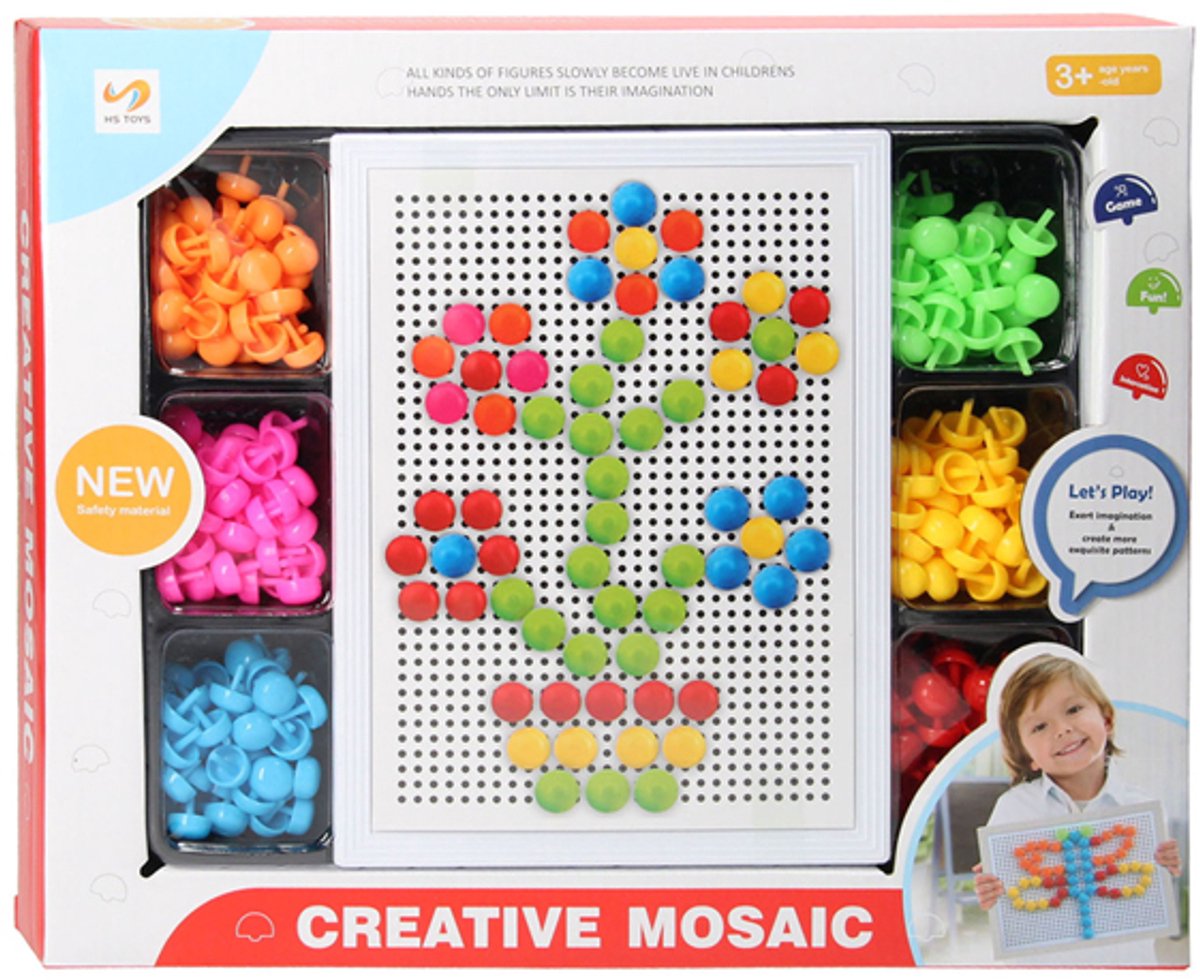 Lobbes mozaïek speelgoedset kleurrijk creatief spel 300-delig.