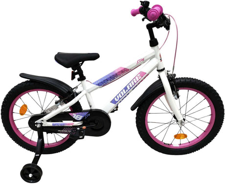 Volare lily kinderfiets - meisjes - 18 inch - wit roze paars - twee handremmen