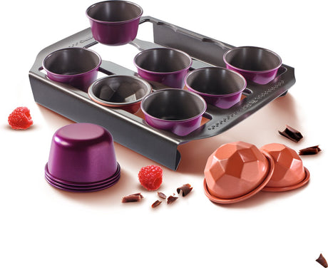 Ottosimon bakvorm set tefal creabake paars 12 stuks metaal.